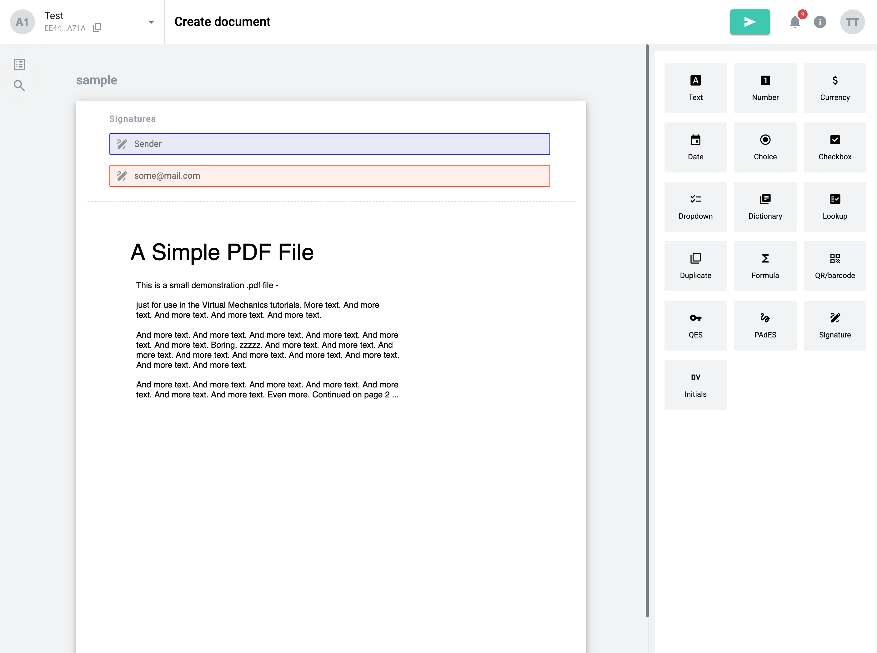 Quick send — WhiteDoc documentation